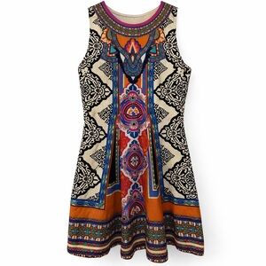 Flying Tomato Sleeveless Fit & Flare Dress Boho Graphic Print Size M